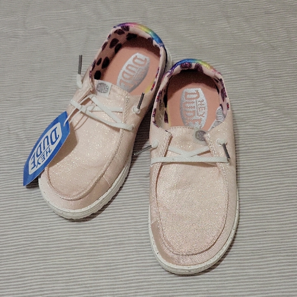 Hey Dude, Wendy Youth Sparkle, Pink Moccasins Soft Textile Slip-On